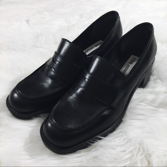 chunky heel loafers 90s